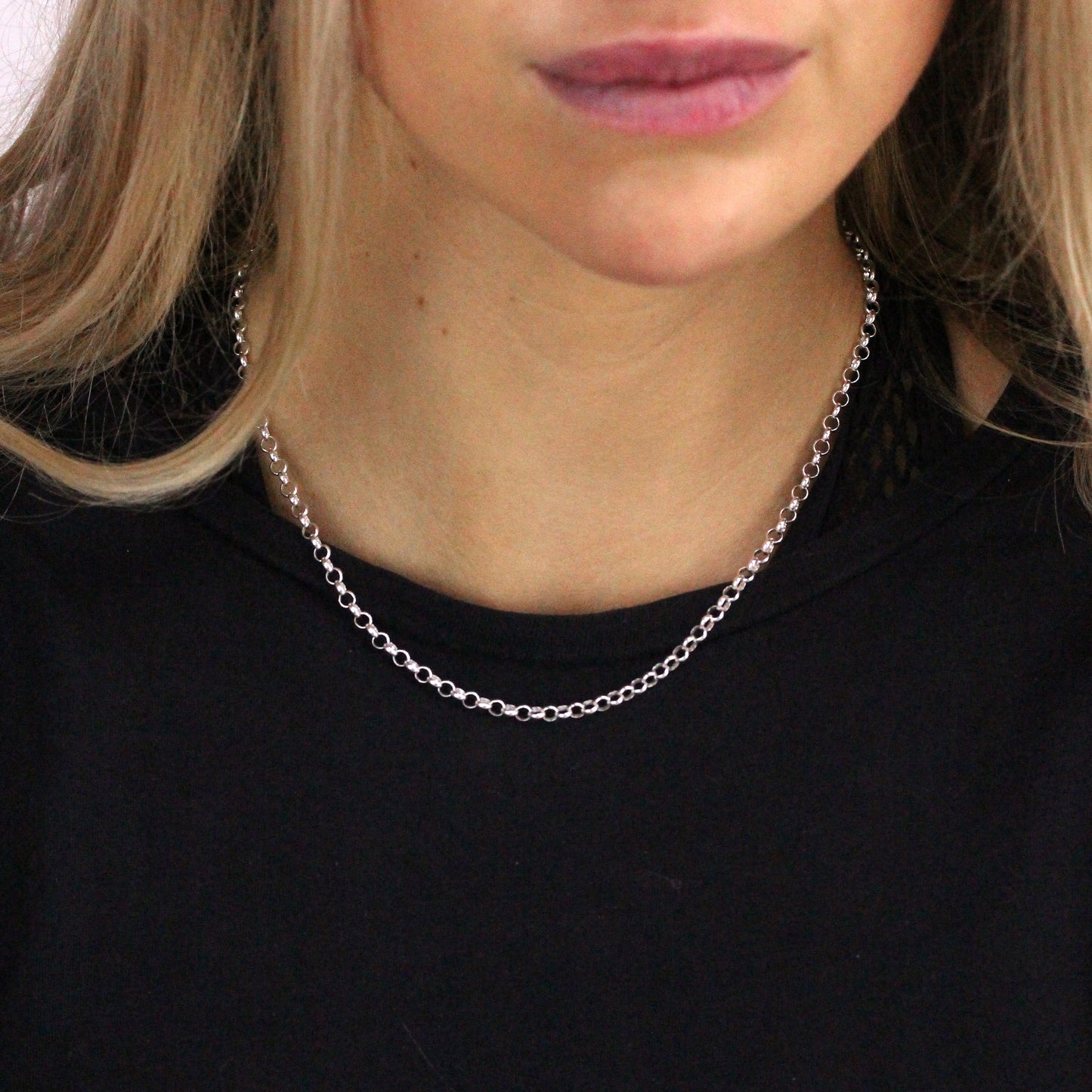 Collier à maillons rolo en argent sterling de 45,7 cm