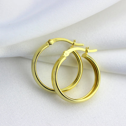 Boucles d'oreilles créoles épaisses en argent sterling plaqué or de 20 mm