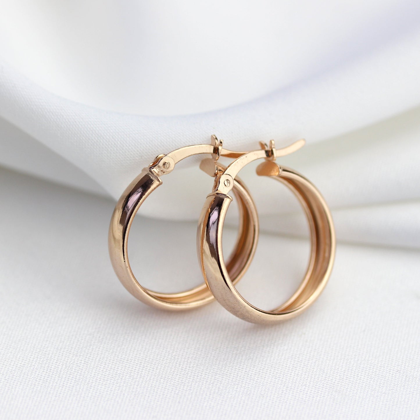 Boucles d'oreilles créoles en argent sterling plaqué or rose de 20 mm
