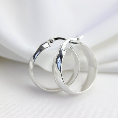 Boucles d'oreilles créoles épaisses en argent sterling de 25 mm