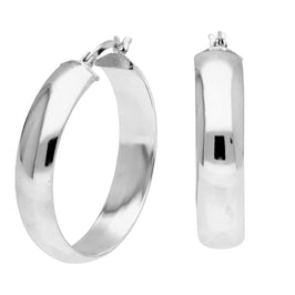Boucles d'oreilles créoles épaisses en argent sterling de 30 mm