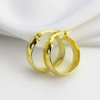 Boucles d'oreilles créoles épaisses en argent sterling plaqué or de 20 mm
