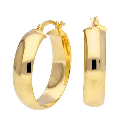 Boucles d'oreilles créoles épaisses en argent sterling plaqué or de 25 mm