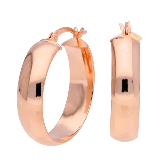 Boucles d'oreilles créoles épaisses en argent sterling plaqué or rose de 25 mm