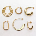 Boucles d'oreilles créoles ouvertes plates et coniques en argent sterling plaqué or