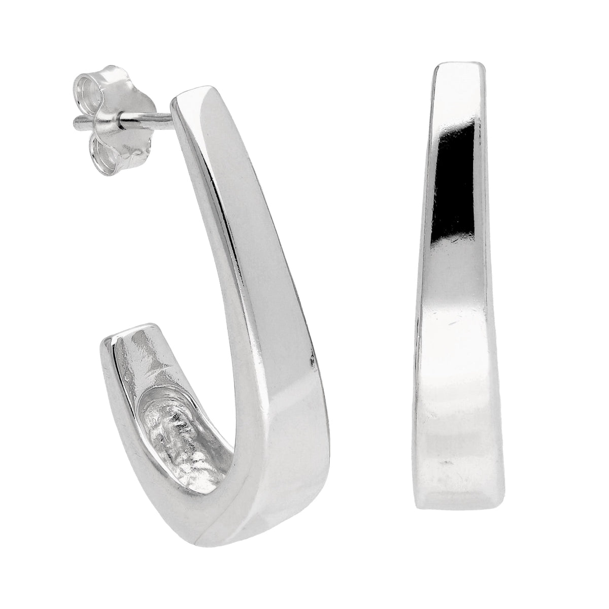 Boucles d'oreilles créoles ouvertes en argent sterling avec griffes à crochet