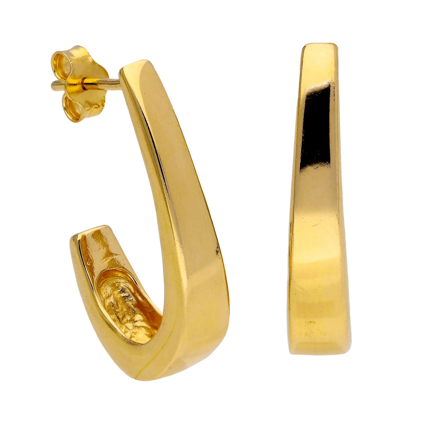 Boucles d'oreilles créoles ouvertes en argent sterling plaqué or