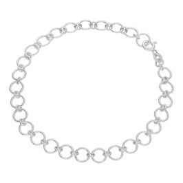 Bracelet chaîne à maillons ronds simples en argent sterling de 18 cm