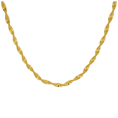 Collier chaîne torsadée en argent sterling plaqué or 18 pouces