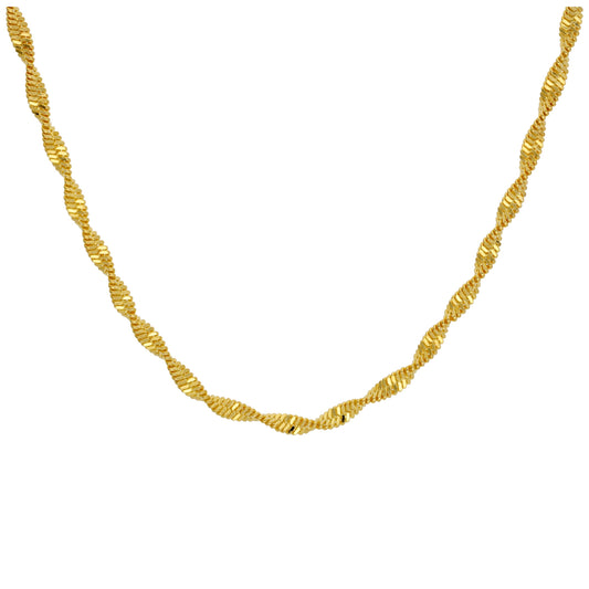 Collier chaîne torsadée en argent sterling plaqué or 18 pouces