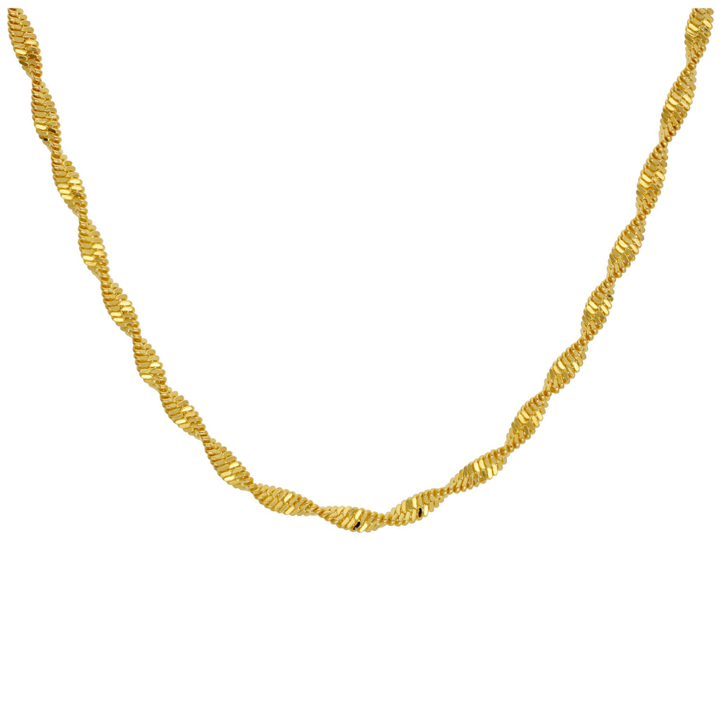 Collier chaîne torsadée en argent sterling plaqué or 45 cm