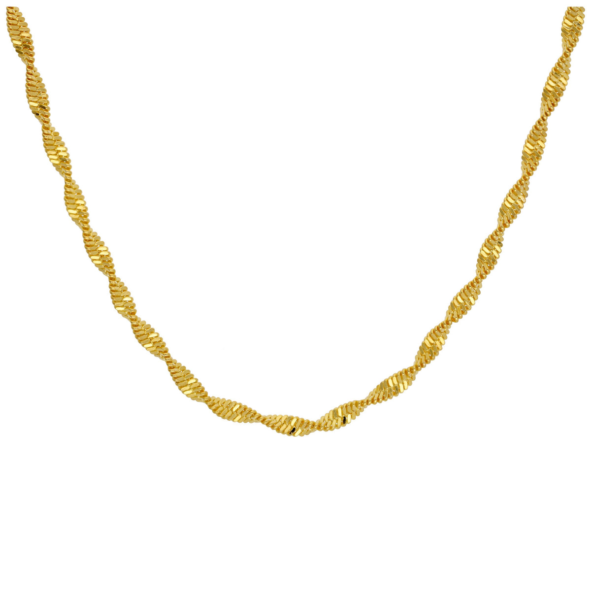 Collier chaîne torsadée en argent sterling plaqué or 45 cm