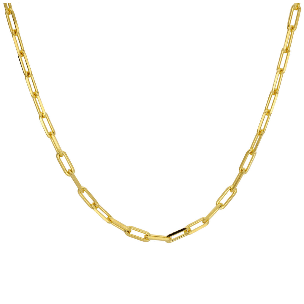 Collier à maillons longs en argent sterling plaqué or de 45 cm