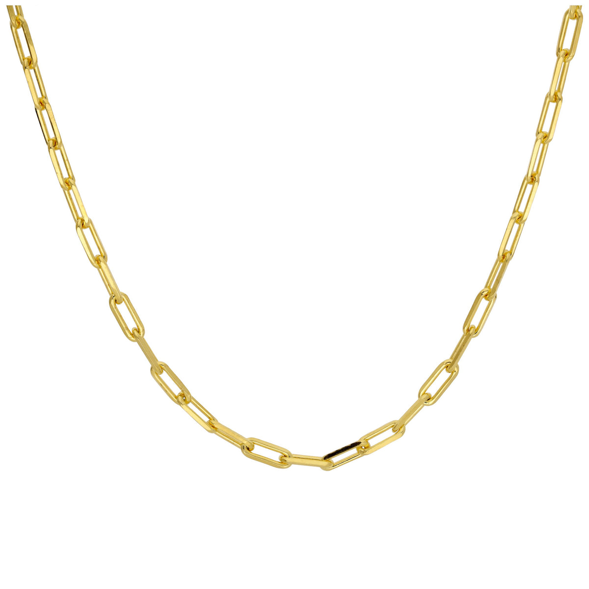 Collier à maillons longs en argent sterling plaqué or de 45 cm