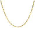 Collier à maillons longs plats en argent sterling plaqué or de 45 cm
