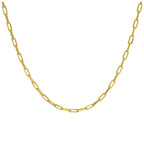 Collier à maillons longs plats en argent sterling plaqué or de 45 cm
