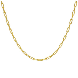 Collier à maillons longs plats en argent sterling plaqué or de 45 cm