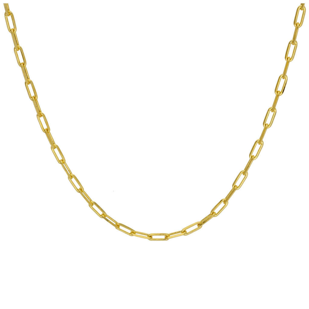 Collier à maillons longs en argent sterling plaqué or de 45 cm