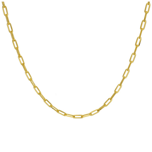 Collier à maillons longs en argent sterling plaqué or de 45 cm