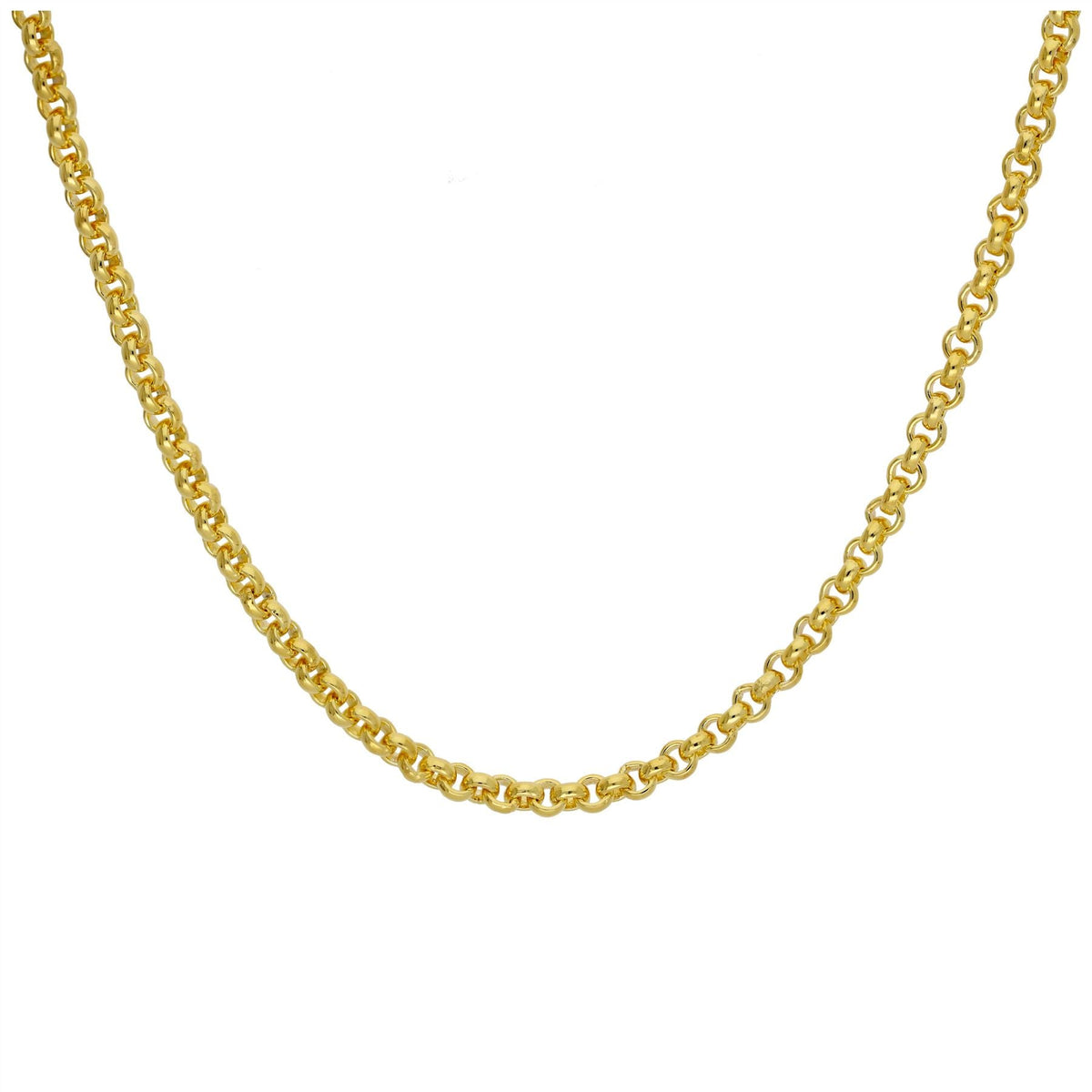 Collier à maillons rolo en argent sterling plaqué or de 45 cm