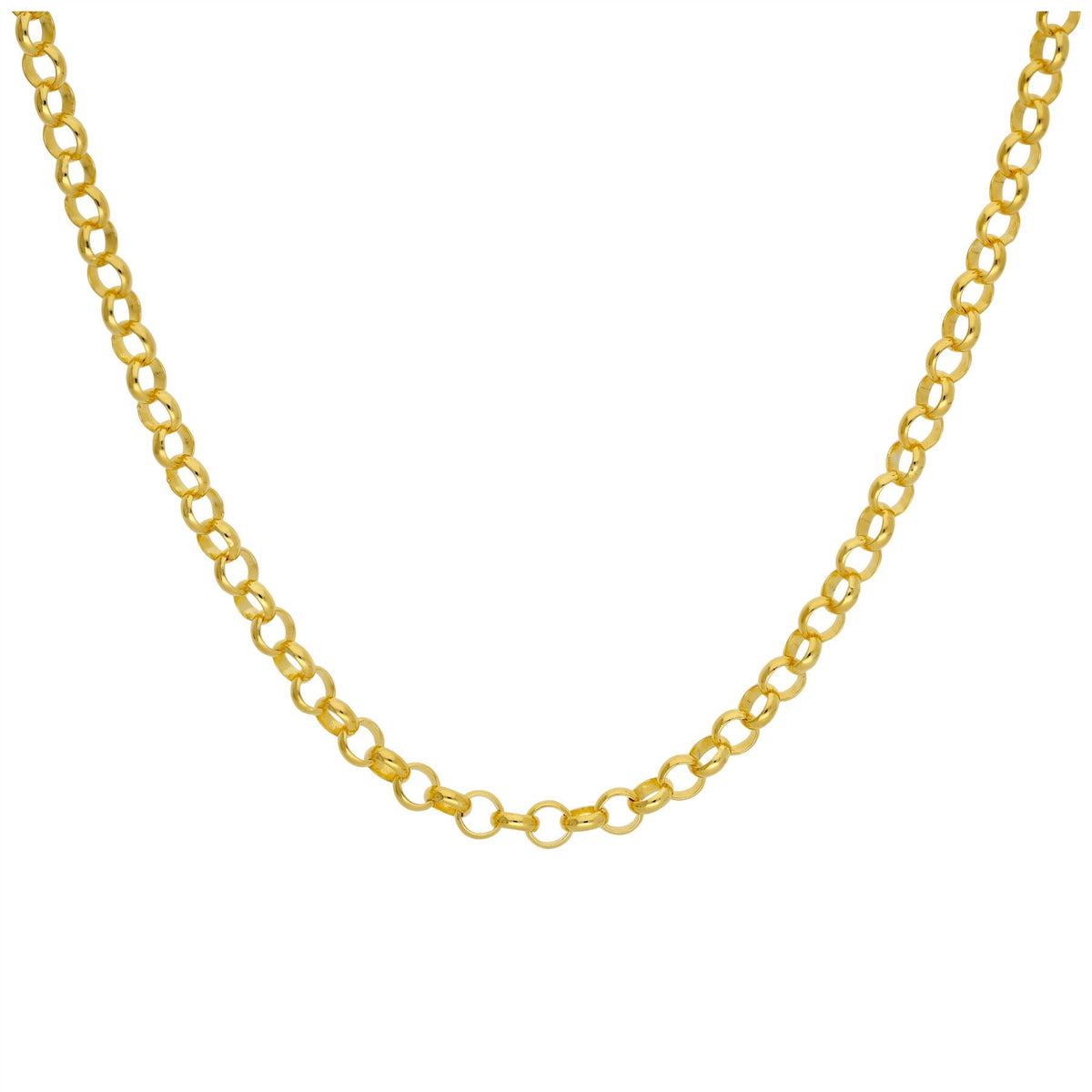 Collier à maillons rolo en argent sterling plaqué or de 45 cm