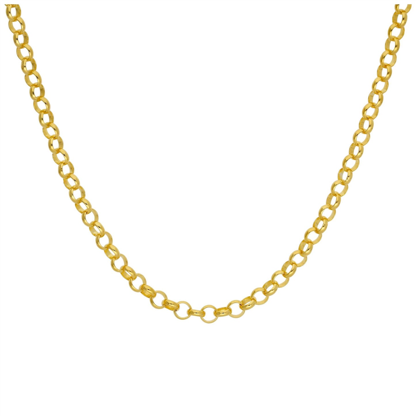Collier à maillons rolo en argent sterling plaqué or de 45 cm