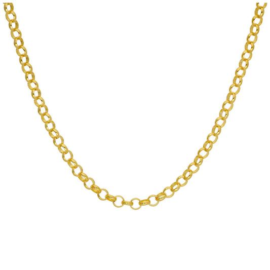 Collier à maillons rolo en argent sterling plaqué or de 45 cm