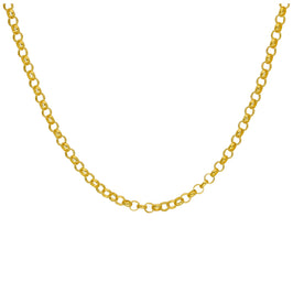 Collier chaîne rolo en argent sterling plaqué or de 3 mm, 45 cm