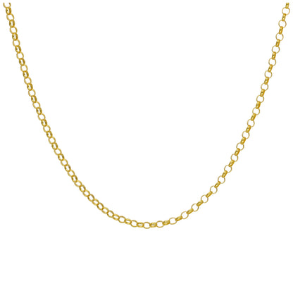 Collier chaîne rolo en argent sterling plaqué or de 2 mm, 45 cm