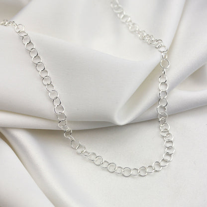 Collier à maillons rolo légers en argent sterling de 5 mm, 45,7 cm