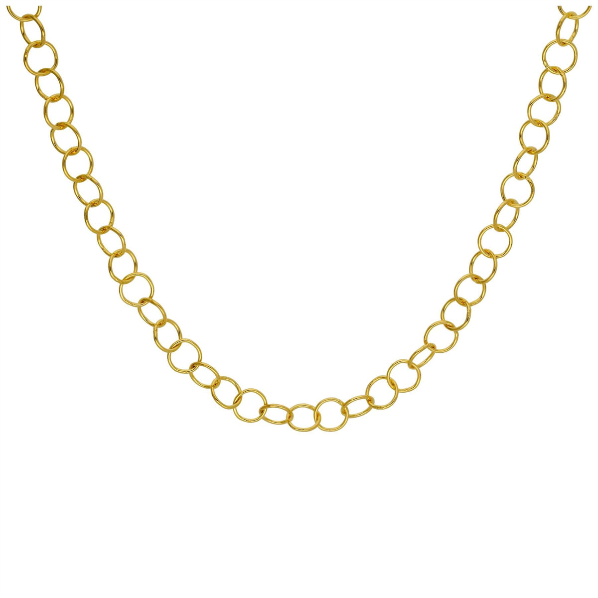 Collier Rolo léger en argent sterling plaqué or de 5 mm, 45,7 cm