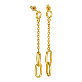 Boucles d'oreilles pendantes à maillons longs en argent sterling plaqué or