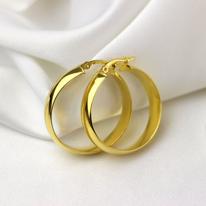 Boucles d'oreilles créoles larges en argent sterling plaqué or de 30 mm