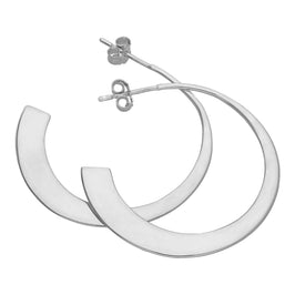 Boucles d'oreilles créoles ouvertes plates et coniques en argent sterling