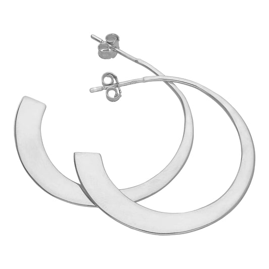 Boucles d'oreilles créoles ouvertes plates et coniques en argent sterling