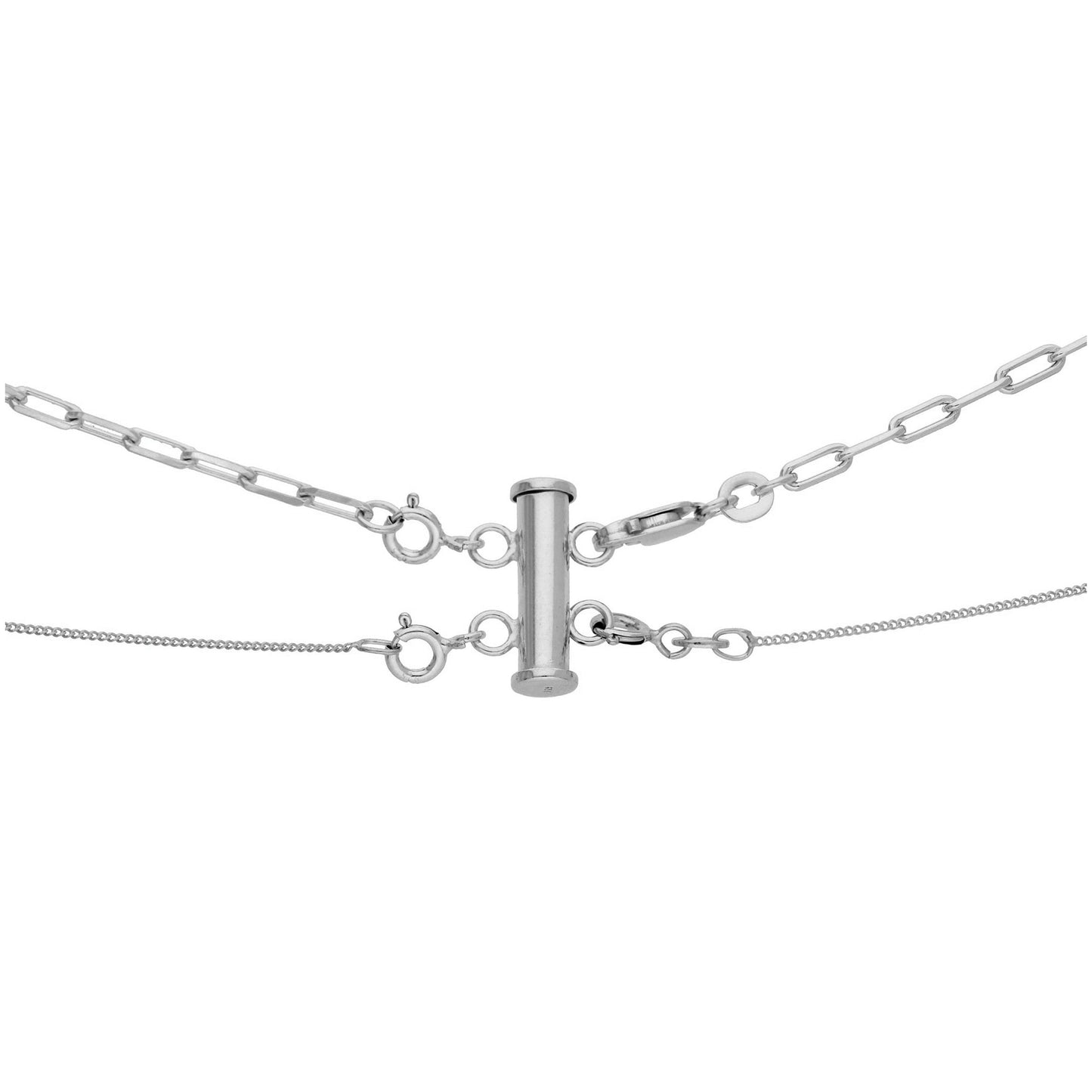 Collier à fermoir à 2 rangs en argent sterling