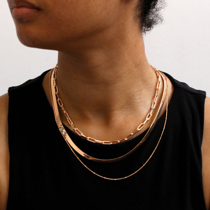 Collier à 3 rangs en argent sterling plaqué or rose