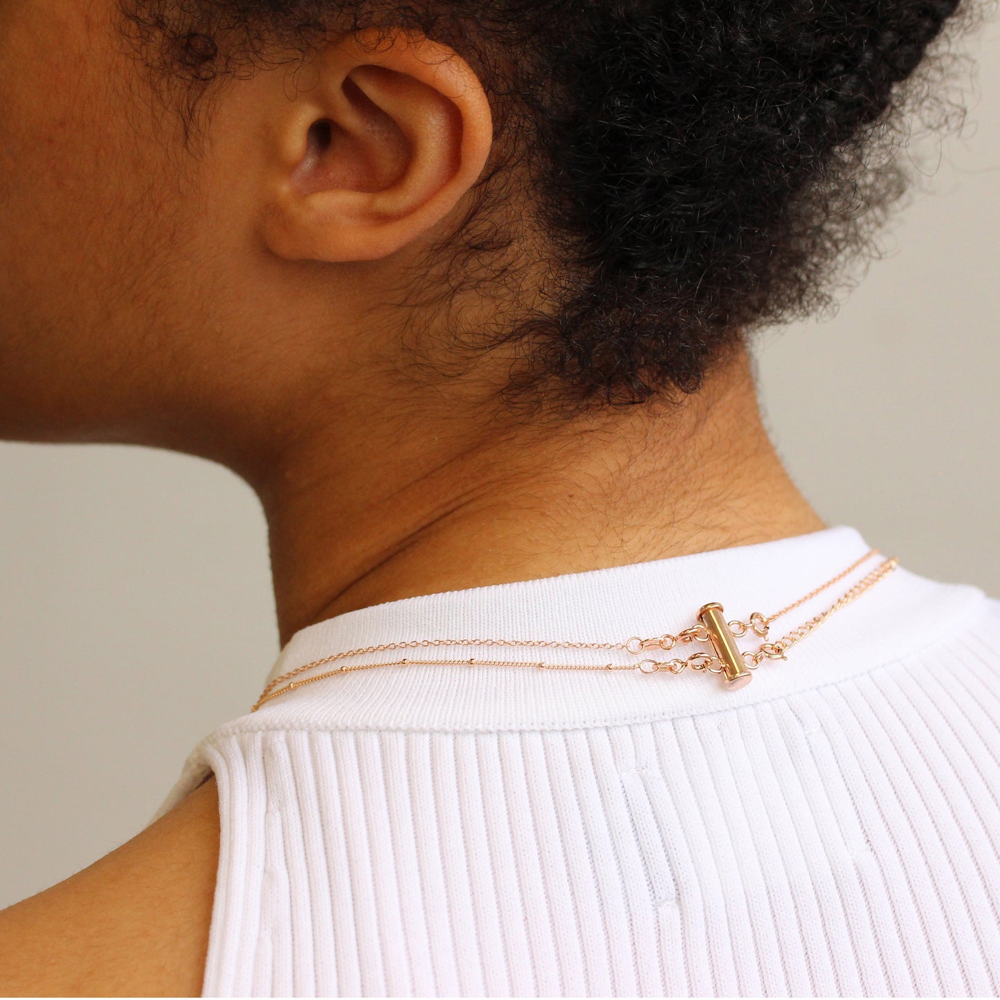 Collier à 2 rangs en argent sterling plaqué or rose