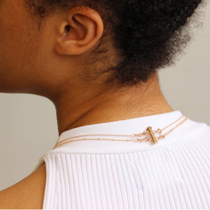 Collier à 2 rangs en argent sterling plaqué or rose