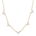 Collier en argent sterling plaqué or avec plusieurs trios de zircones cubiques