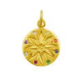 Breloque médaillon en argent sterling plaqué or avec zircones cubiques multicolores