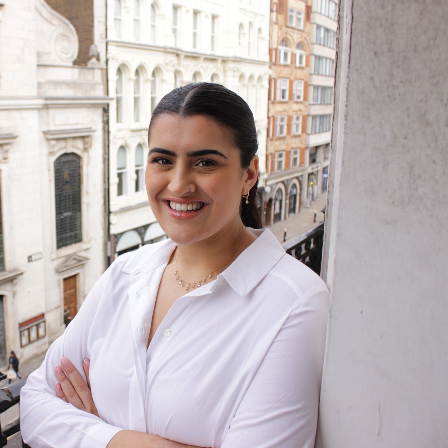 Collier réglable en argent sterling plaqué or et zircones cubiques de 40 cm