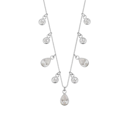 Collier réglable en argent sterling avec plusieurs larme et zircones cubiques (40 cm)