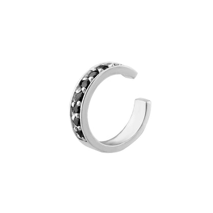 Manchette d'oreille en argent sterling avec pavé de zircones cubiques noires