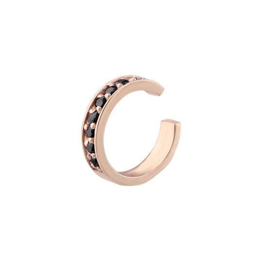 Boucle d'oreille en argent sterling plaqué or rose avec zircones cubiques noirs