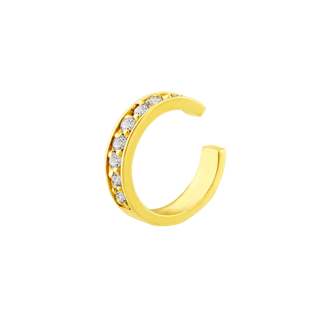 Manchette d'oreille en argent sterling plaqué or avec pavé de zircones cubiques transparents