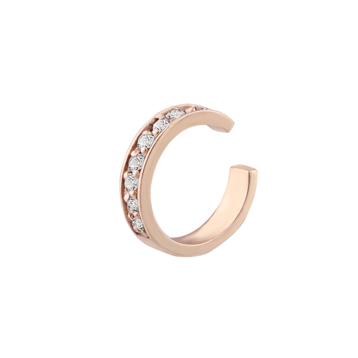 Boucle d'oreille en argent sterling plaqué or rose avec zircones cubiques transparents