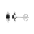 Petites boucles d'oreilles à tige en argent sterling avec perles noires