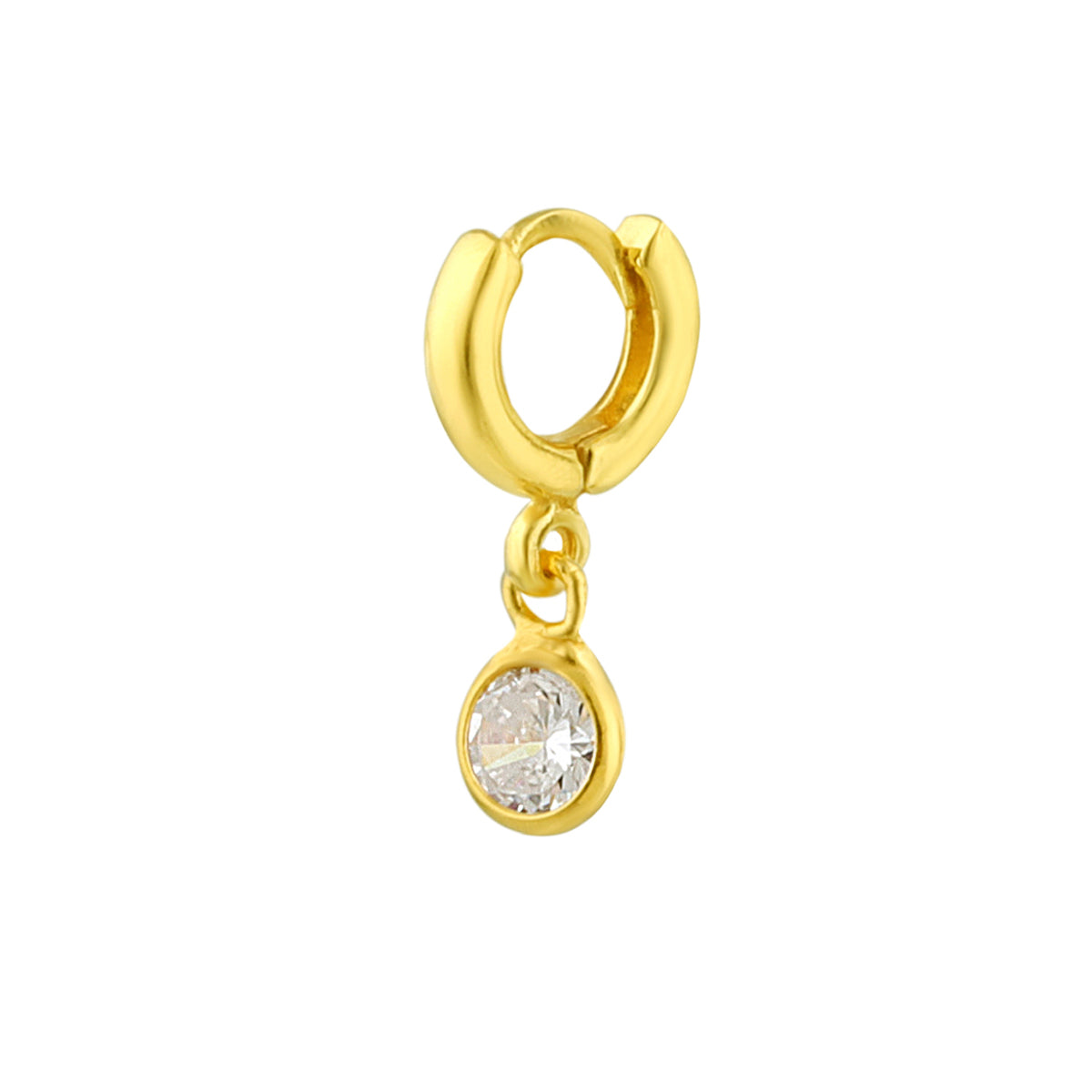 Petit piercing pour hélix en argent sterling plaqué or avec zircones cubiques de 8 mm, calibre 26