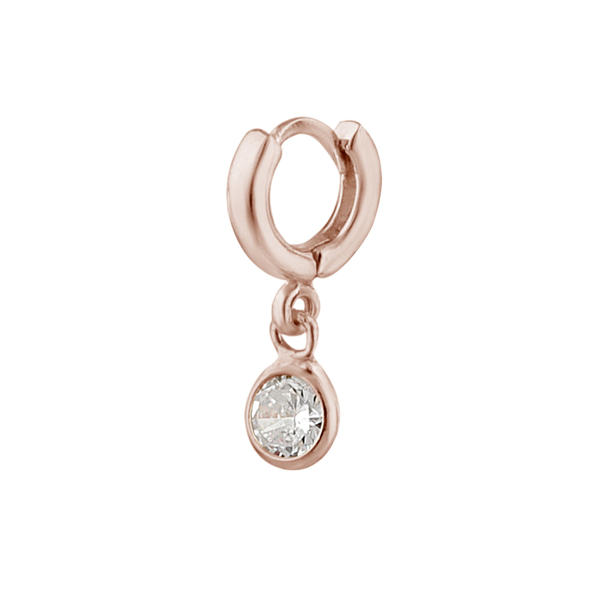 Petit piercing hélix en argent sterling plaqué or rose avec zircones cubiques, calibre 26